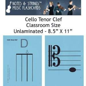  Notes & Strings Cello Tenor Clef 8.5X11 Classroom Size 