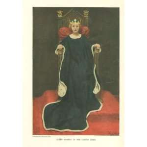   1908 Howard Pyle Print Queen Ysabeau in Carven Chair 