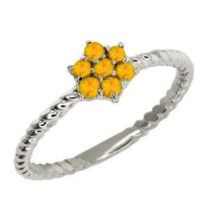  Round Yellow Citrine Sterling Silver Ring: Jewelry