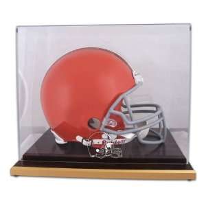   Browns Wood Base Helmet Logo Display Case: Sports Collectibles