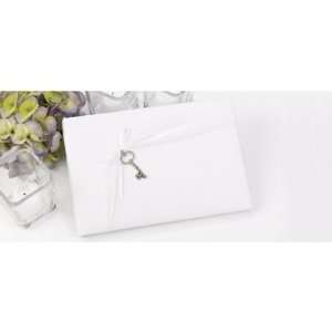  Key To My Heart White Satin Guest Book 