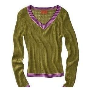  for Target Womens Green V neck Zig Zag Sweater  L 