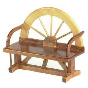  Dollhouse Miniature Pecan Wagon Wheel Bench: Everything 