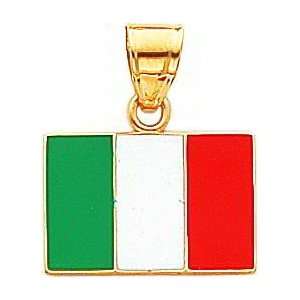  14K Gold Enameled Italy Flag Pendant Jewelry
