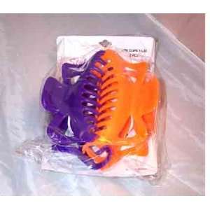  Purple and Orange Giant Jaw Hair Clips 