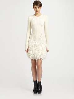 McQ Alexander McQueen   Cable Loop Knit Wool Sweater Dress