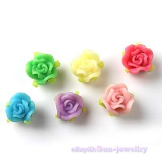 250x Mix Colors Rose Flower FIMO Clay Beads 10mm 111252  