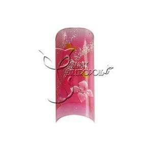 Pink Floral w/ Glitter Pre designed Acrylic/UV Gel Artificial/False 
