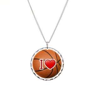    Necklace Circle Charm I Love Basketball Artsmith Inc Jewelry