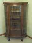 ANTIQUE OAK CHINA CABINET CURVED GLASS ALL ORIGINAL VERY NICE BY 