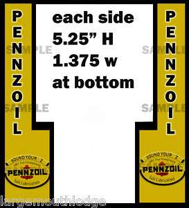 PENNZOIL FRONT DECAL NORTHWESTERN GUMBALL MACHINE  