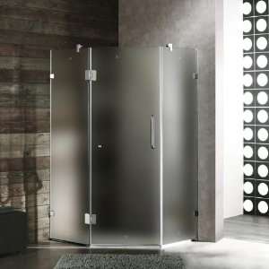   Frameless NeoAngle Frosted Glass Shower Enclosure, Chrome: Home