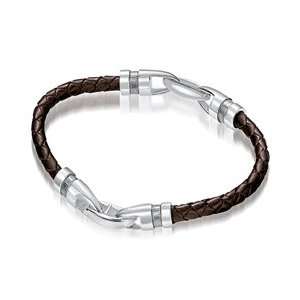  Brown Leather Links 23 cm Bracelet Jewelry
