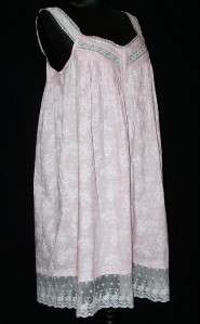 Eileen West Night Gown~Pajama~Pink w/ white flowering vines~Lawn 