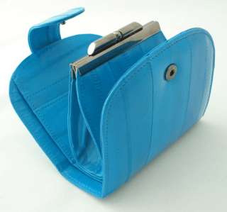 GENUINE EEL SKIN LEATHER WALLET with COIN PURSE   BLUE  