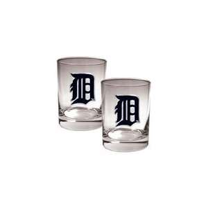  Detroit Tigers MLB 2pc Rocks Glass Set: Sports & Outdoors