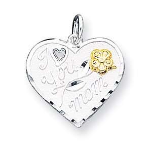  Sterling Silver I Love You Mom Heart Charm Jewelry