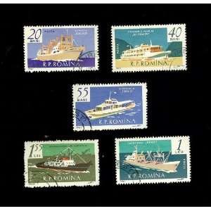  Lot of Romania (5) Boat Stamps 