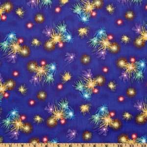 44 Wide Veggie Tales Share The Year Together Fireworks Blue Fabric 