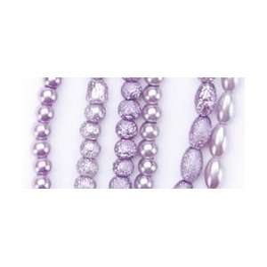    Beadshop 3 Glass Bead Strands Pearl Purple