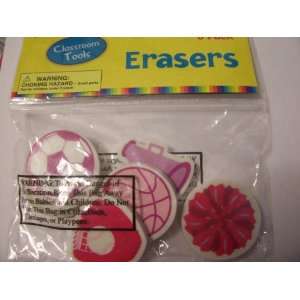  Shaped Erasers ~ Girls Sports (6 Pack)