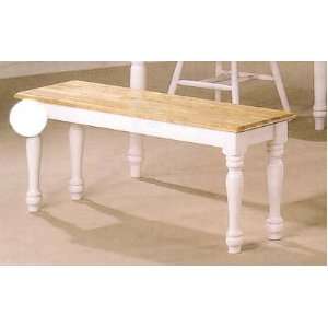  NATURAL AND WHITE SOLID WOOD BENCH: Home & Kitchen