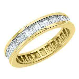  Yellow Gold Baguette Channel Diamond Eternity Band 2.5 Carats: Jewelry