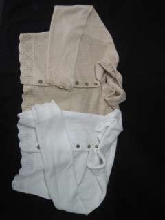 LOT 2 ONLY HEARTS Beige White Cropped Cardigans Small  