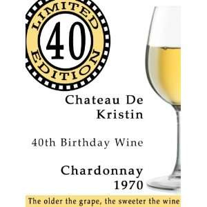  40th Birthday Gift Wine Label   Limited Edition 