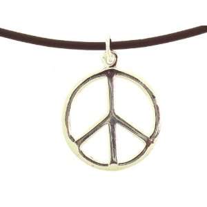   Sterling silver Peace Sign Leather Rope pendant/necklaces Jewelry