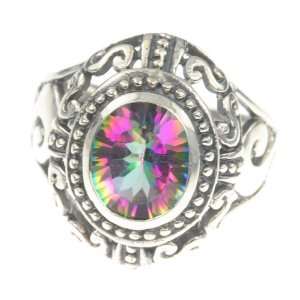   Sterling Silver RAINBOW MYSTIC TOPAZ CZ Ring, Size 6.5, 6.84g Jewelry