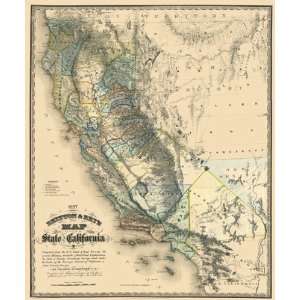  STATE OF CALIFORNIA (CA) BY GEORGE H. GODDARD 1857 MAP 