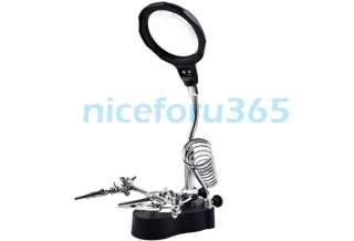 LED 3.5x&12X 3rd Helping Hand Magnifying Soldering IRON STAND Lens 