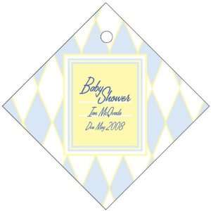 Baby Keepsake: Blue Diamond Design Diamond Shaped Personalized Thank 