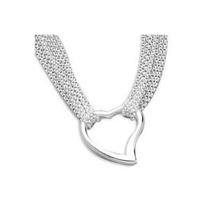  Sterling Silver Necklace Heart Pendant with Multistrand 