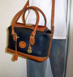 Dooney & Bourke Leather vintage Black Brown Doctor bag Dr large 