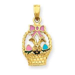  14k Enameled Easter Basket with Bunny Pendant [Jewelry 