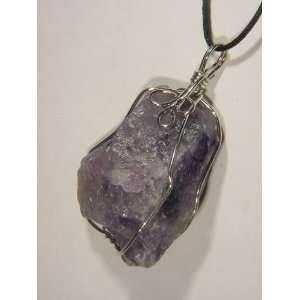  Natural Raw Brazilian Amethyst Silver Plated Wire Wrapped 