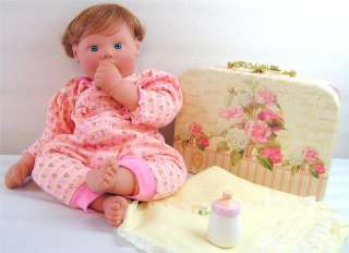 Beautiful 20 Lee Middleton Baby Doll w. Suitcase, Blanket, Bottle 