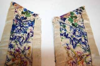 Antique Chinese Butterfly Forbidden Stitch Embroidery Silk Robe Sleeve 