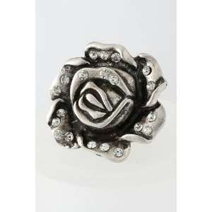   Clear Rhinestones Studded Rose Stretch Ring Fashion Jewelry Jewelry