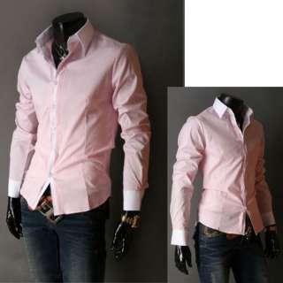   pink blue grey collar point straight package 1 casual shirt us size s