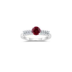 30 Cts Diamond & 1.29 Cts Ruby Engagement Ring in 14K White Gold 10 