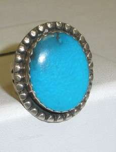 Beautiful Turquoise Stone   Navajo Ring   Size 9   Marked K Sterling 