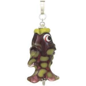 AM5619   Unique Handcrafted Lampwork Glass Fish Pendant with 46cm 925 