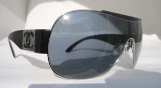 Chanel Sunglasses Glasses 4136 127/87 Black Silver Aviator Authentic 