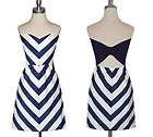 NWT $108 Judith March Chevron Stripe Strapless Dress with Bow Back
