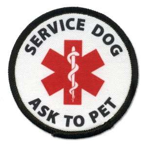  SERVICE DOG Ask To Pet Medical Alert Symbol 4 inch Black 