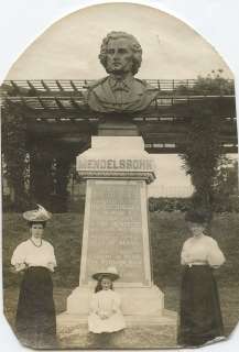 PEOPLE IN BRANCH BROOK PARK NEWARK NJ MENDELSSOHN MONUMENT cir 1910s 