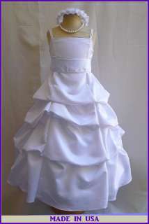 NEW WHITE JUNIOR BRIDESMAID FLOWER GIRL DRESS 4   14  